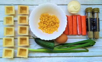 продукты для закусочных тарталеток с крабовыми палочками фото