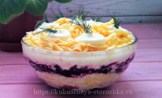 Слоеный салат со свеклой и сыром - идеален для праздника