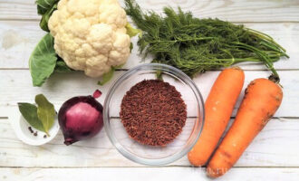 продукты для легкого овощного супа с красным рисом фото