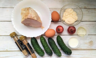 продукты для мясного салата со свининой фото