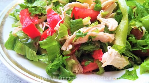 полезный ПП-салат с овощами и курицей фото