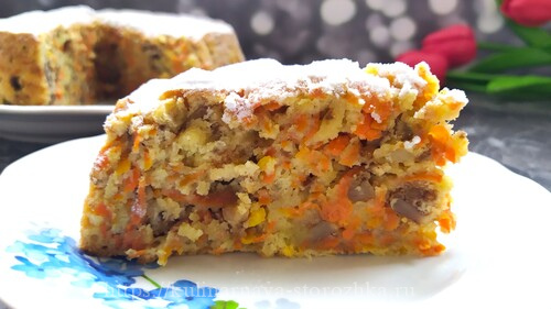 морковный пирог с орехами фото