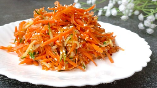салат с морковью и кунжутом фото