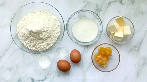 мука сахар масло мед яйца соль сода для коржей фото